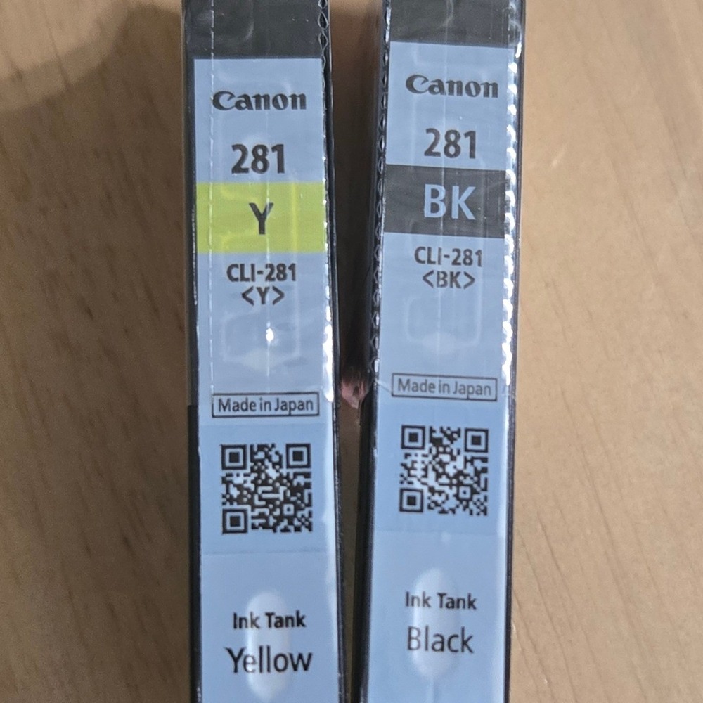 Canon CLI-281 Ink Tank 2 Pack Black and Yellow OEM Sealed Made in Japan